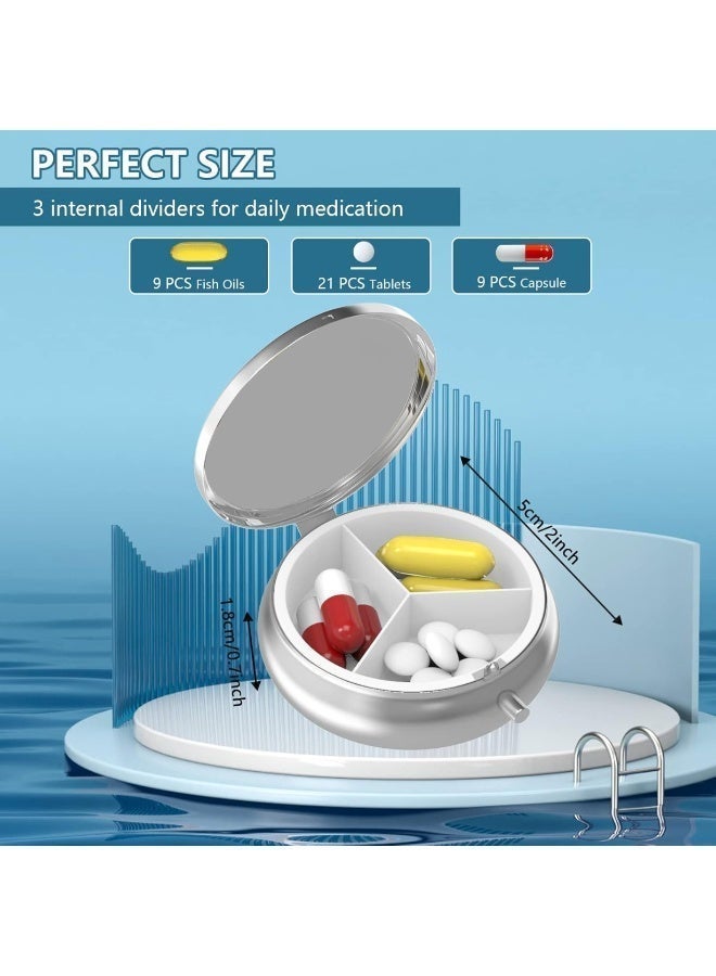 Pill Box 3 Compartment Medicine Case, Portable for Pocket or Purse, Decorative Metal Vitamin Organizer, Unique Gif - Image 2